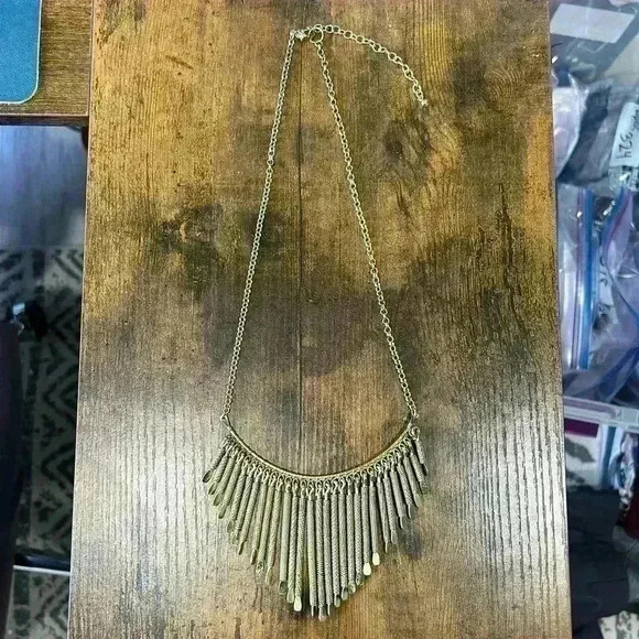 Trades Of Hope Shasta Necklace Gold Drop Bars Bib Statement Handcrafted India - Picture 2 of 6